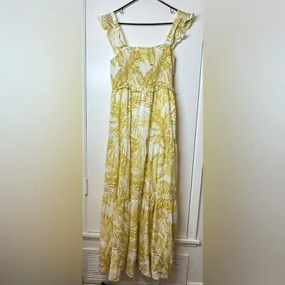 Nanette Nanette Lepore Maxi Tiered Ruffle Tropical Floral Palm White Dress 12 - Image 1 of 4