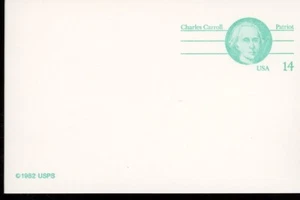 1985 UY36 14c. Charles Carroll. Postal Reply Card - Picture 1 of 2