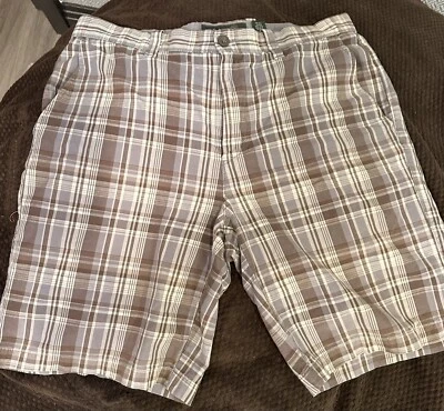 Mens Eddie Bauer Cotton Plaid Flat Front Shorts-34W Foto 1 de 4