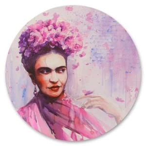 Sticker rund FRIDA KAHLO Porträt Aquarell Blumen Natur Malarei Dekor Wandtattoo - Bild 1 von 7