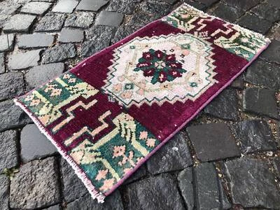 Handmade Rug, Turkish Rug, Vintage Rug, Rug, Boho Deco, Home Decor 1.2 x 2.3 ft - Image 1 of 4
