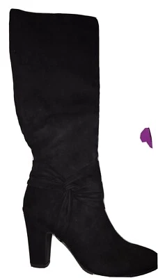 Bota para mujer Rampage: negra micro gamuza: 8 M: Ram-Emily: hasta la rodilla 3” tacón: muy linda Foto 1 de 4