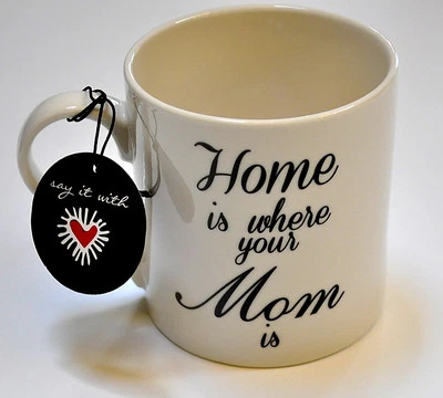 Taza de café negra blanca "El hogar es donde está tu mamá" 16 oz Foto 1 de 4