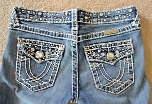 L.A. Idol USA Teen Women's Size 3 Jeans 32" Long Waistband and Pocket Jeweled - Picture 1 of 12
