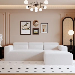 109'' Modern Modular Sectional Sofa, Teddy Fabric L Shaped Couch, 3 Seat Corner - Picture 1 of 12