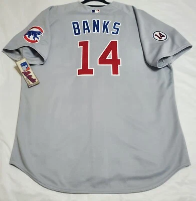 ¡Auténtico! Majestic, 40 MEDIANO, CHICAGO CUBS ERNIE BANKS ON FIELD JERSEY Foto 1 de 4