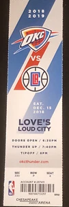 NBA ‘18 Ticket Stub Thunder Russell Westbrook Passes Kobe Bryant Career Assists - Picture 1 of 1