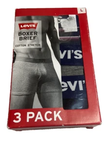 LEVI’S Mens L Boxer Briefs 3-Pack Cotton Stretch Microfiber Waistband NIB - Picture 1 of 6