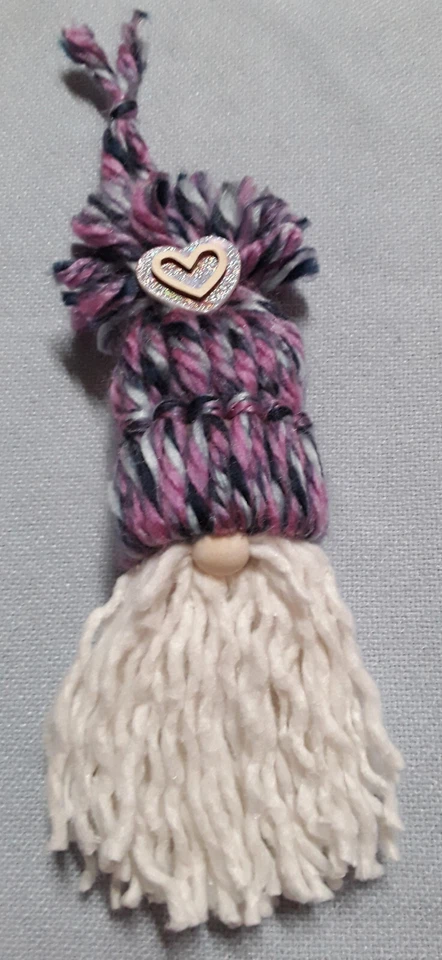 Handmade Yarn / Cotton Gnome Ornament Valentine's Day Heart - Image 1 of 1