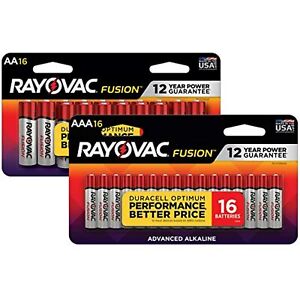 Rayovac Fusion AA & AAA Batteries Combo Pack, 16 AA and 16 AAA (32 Count)