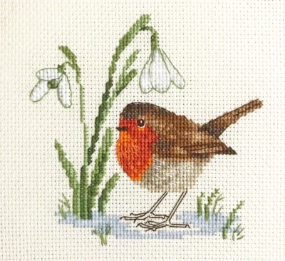 FIDO STITCH STUDIO ROBIN Bird + Snowdrops ~ Counted cross stitch kit Christmas sewing FIDO STITCH