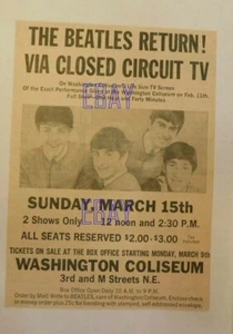 RARE - The Beatles Closed Circuit TV Concert newspaper advertisement  March 1964 - Picture 1 of 2