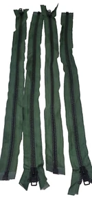 4) YKK #10 SEPERATING  BLACK ZIPPERS WITH NOMEX® SAGE GREEN TAPE 26 1/2" - Picture 1 of 8