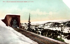 Steam Engine Train Emerging From Snow sheds, Ogden Route Vintage Postcard - Picture 1 of 2