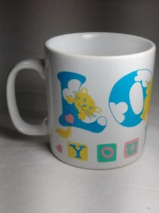 Vtg "I Love My Mom" Coffee Cup Mug kitty cats made in England mothers day (Bh) - Picture 1 of 5