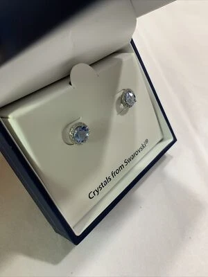 Pendientes retirados de plata esterlina Swarovski azul hielo cristal plata esterlina Silverworks Foto 1 de 4