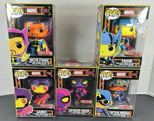 Lot of 5 Funko Pop!Bobble Head Figures SpiderMan Thor Marvel 5 BlackLight Figure - Picture 1 of 24
