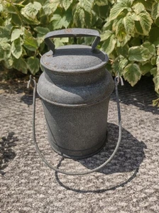 Vintage Gavanized Small Lidded Pail Water Tin Railroad Style Reproduction - Picture 1 of 9