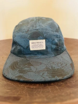 Norse Projects 5 Panel Cap in Blue Green Floral Print - Image 1 of 4