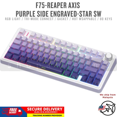 Aula F75 Wireless Mechanical Keyboard, Purple Side Engraved Star Sw, 80 Key 75% - Image 1 of 4