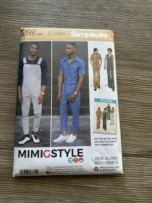 UNCUT Simplicity 8615 Men's Vintage Jumpsuit & Overalls AA (34-42) Pattern - Image 1 of 3