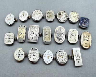 Lote de 19 piezas de reparación de movimiento de reloj manual Gruen vintage para dama Foto 1 de 4