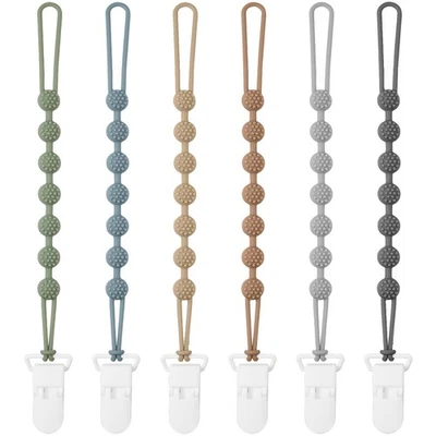Eascrozn 6 Pack Silicone Pacifier Clip with One-Piece Design for Baby Boys and - Image 1 of 4
