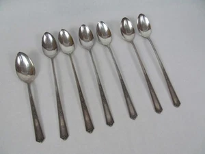 Oneida Tudor Silver Plate Flatware 7 Piece Lot of 6 Iced Tea Spoons Teaspoons - Picture 1 of 3