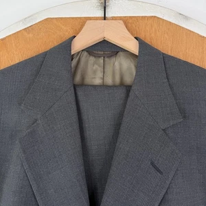 VTG Perry Ellis Suit Mens 44R Taupe 2 Button Wool Canvas Pants 38x29 Pleated - Picture 1 of 22