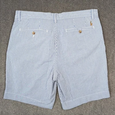 Pantalones Cortos Polo Ralph Lauren Seersucker 9" Para Hombre 34 Azul Blanco Rayas Elastizados Preppy Foto 1 de 4