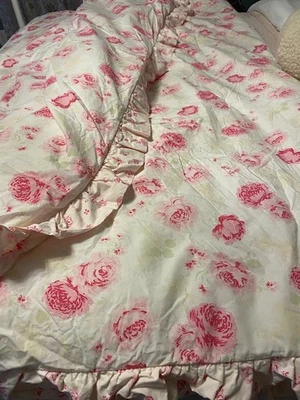 Edredón Shabby Chic Rachel Ashwell Algodón Peonía Rosa Floral WOW Foto 1 de 4