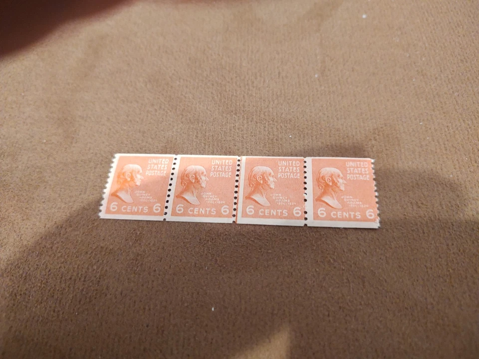 us stamps 1901-40: unused John Q Adams  Scott # 846  coil strip of 4 stamps - Image 1 of 1