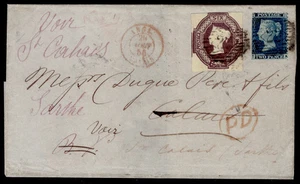 GB QV SG60, RARE 6d purple CUT SQUARE FU. Katze £1900+ auf Briefbogen nach FRANKREICH - Bild 1 von 1