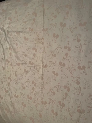 Mantel Disney raro años 90 damasco blanco roto beige patrón Mickey y amigos Foto 1 de 4