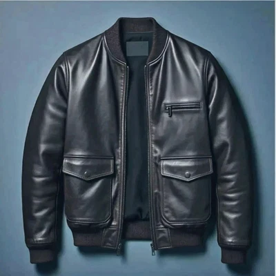 Men’s Air Force Pilot Leather Jacket Lambskin Aviator A-2 Flight Bomber Jacket - Image 1 of 4