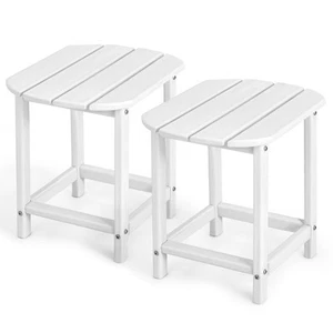 2 PCS 18" Patio Adirondack Side Table Weather Resistant HDPE Garden White - Picture 1 of 7