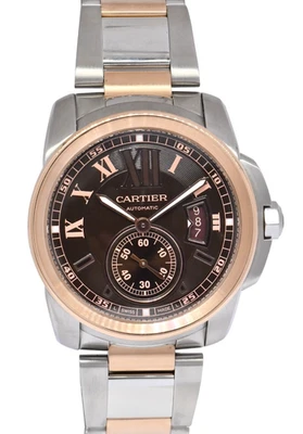 Reloj Automático Cartier Calibre Oro Rosa 18k/Acero Chocolate 42mm W7100050 3389 Foto 1 de 4