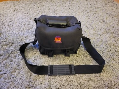 🔥🔥 Black Tenba Camera / Gear Bag Vtg Colorful Logo strap handle zip snap L@@K - Image 1 of 4