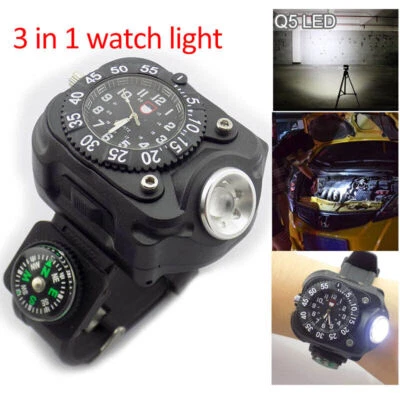 MARKENLOS Tactical LED flashlight watch Rechargeable Wrist Watch Flashlight Light Torch