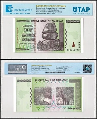 🇺🇸 DONALD J. TRUMP OWNED 🇺🇸 50 TRILLION ZIMBABWE DOLLAR  💪 TAP CERTIFIED - Image 1 of 4