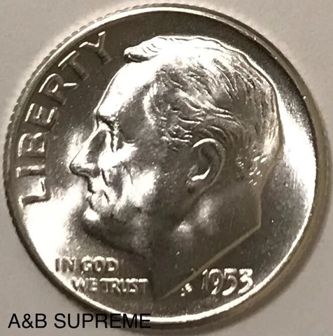 1953 S Roosevelt Dime Gem Bu Uncirculated 90% Silver Cover