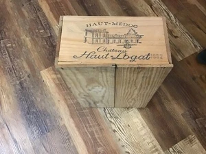 Vintage CHAT. HAUT LOGAT Haut-Medoc 1982 Wine Wooden Box Crate 20" x 13" x 7” - Picture 1 of 5