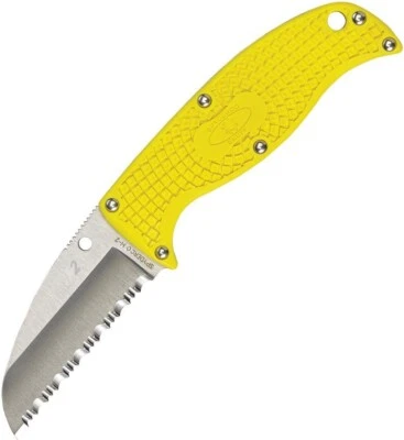Cuchillo fijo Spyderco Enuff Salt 2,75" hoja de acero dentada H2 mango amarillo FRN Foto 1 de 3