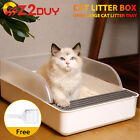 Open Cat Litter Tray Box Kitty Toilet With Extra Large Entry And Splash Guard