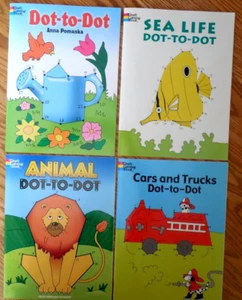 NEW Lot of 4 Dover Children Dot-to-Dot Books: Cars & Trucks*Animals*Sea Life - Imagen 1 de 4