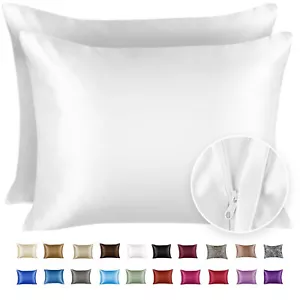 Luxury Satin Pillowcase for Hair and Skin - Satin Pillow case with Zipper - Picture 1 of 197