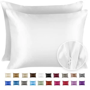 Luxury Satin Pillowcase for Hair and Skin - Satin Pillow case with Zipper - Picture 1 of 198
