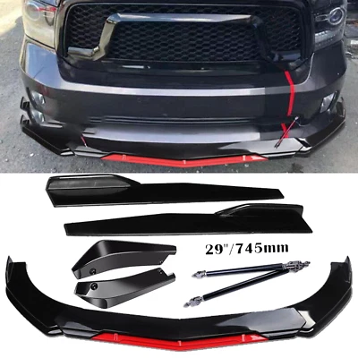 For Dodge Ram 1500 Front Rear Bumper Lip Spoiler Splitter Body Kits Glossy Black - Image 1 of 4