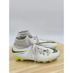 Nike JR Phantom 3 Academy DF FG Soccer Cleats White  Gray Volt AH7287 107 SZ 1Y - Picture 1 of 8