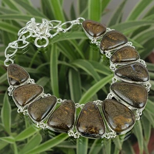 Gift For Her 925 Silver Natural Boulder Opal Gemstone Chain Adjustable Necklace - Picture 1 of 6
